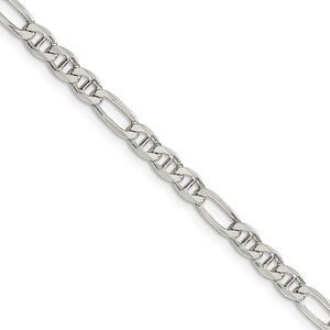 3.75mm Sterling Silver Solid Figaro Anchor Chain Necklace, 22 Inch